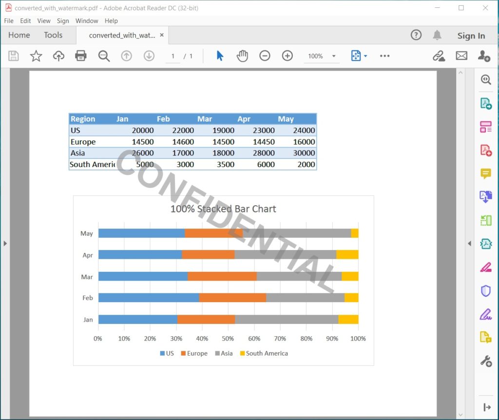 تحويل Excel إلى PDF وإضافة علامة مائية