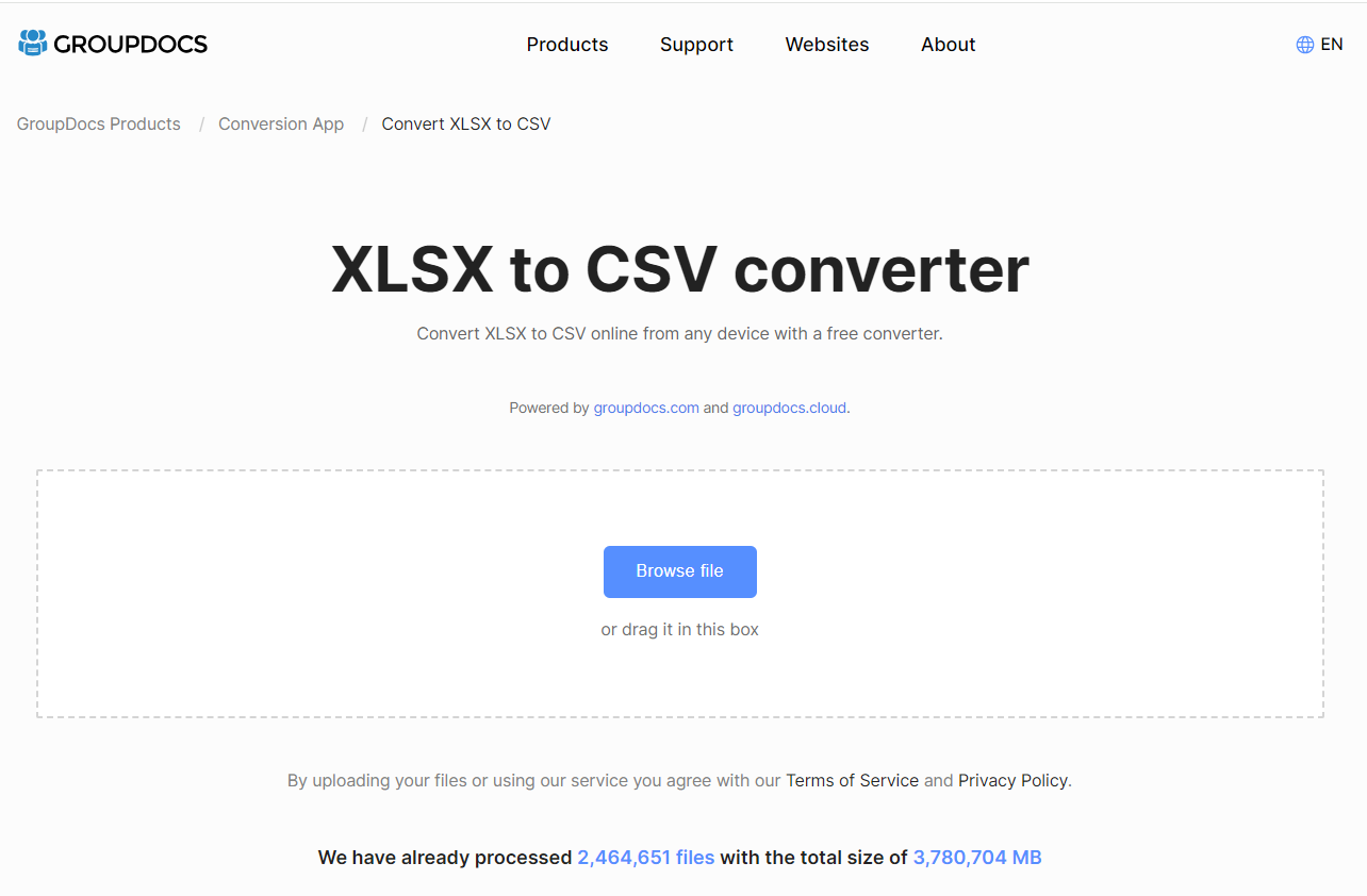تطبيق XLSX إلى CSV