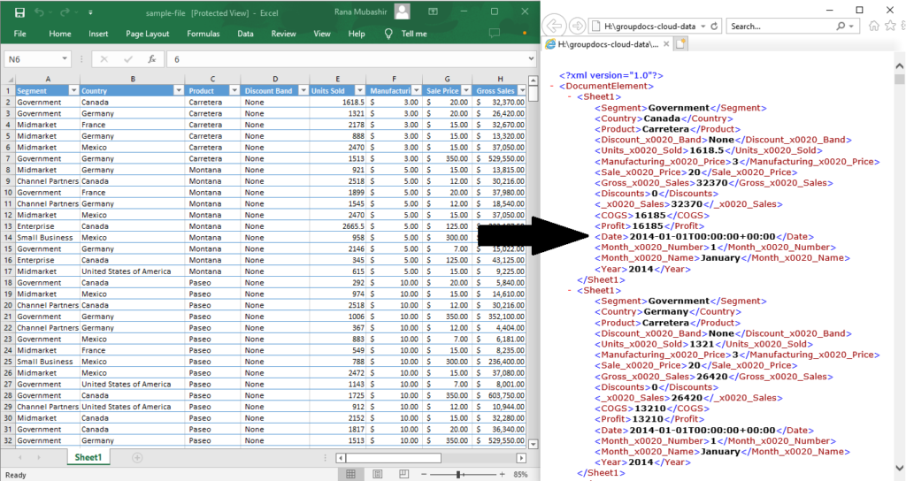 كيفية حفظ ملف Excel بتنسيق XML في Node.js