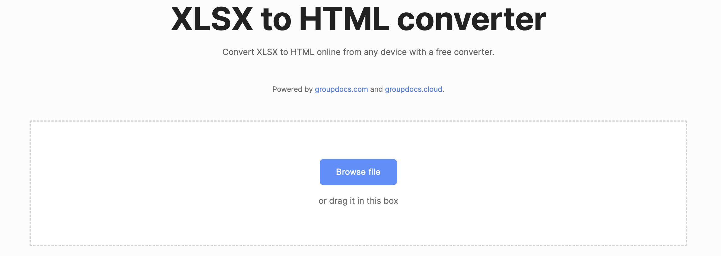 online xls to html converter