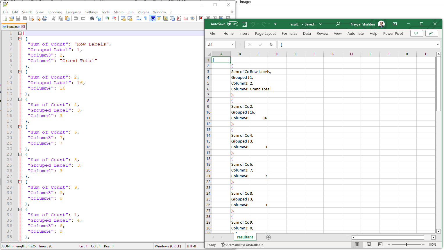 json to csv