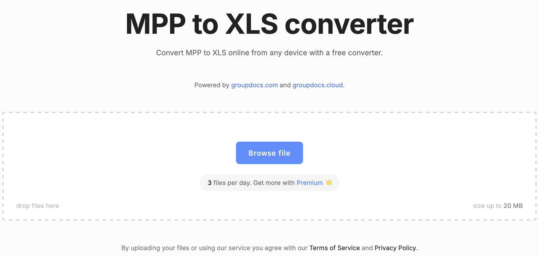 mpp to xls conversion app