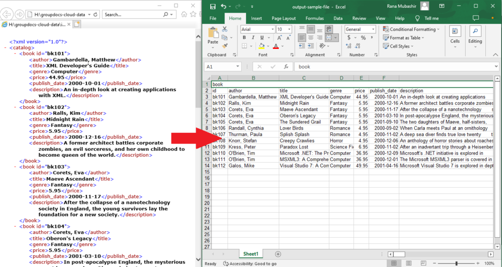 How to change XML to Excel online using Python