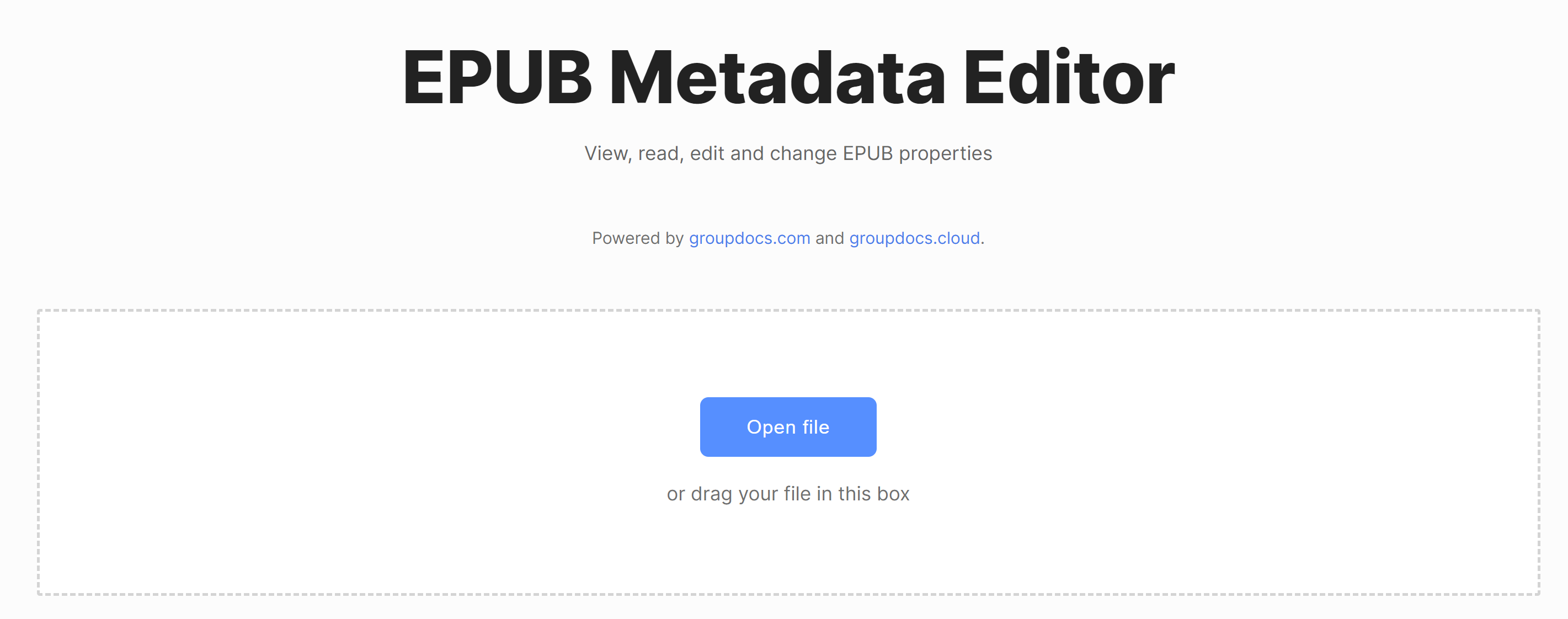 Online editor metadat EPUB