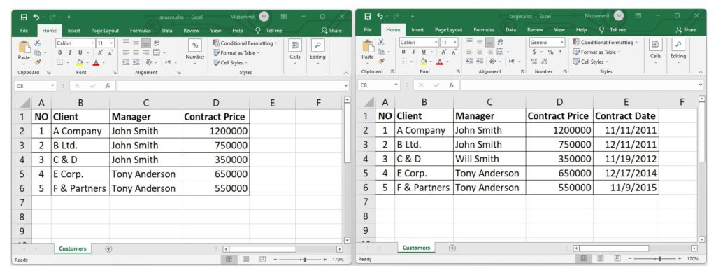 Vergleichen Sie 2 Excel-Tabellen