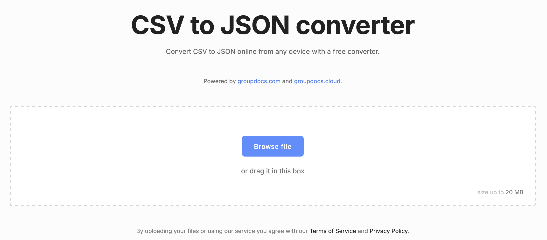 csv to json converter