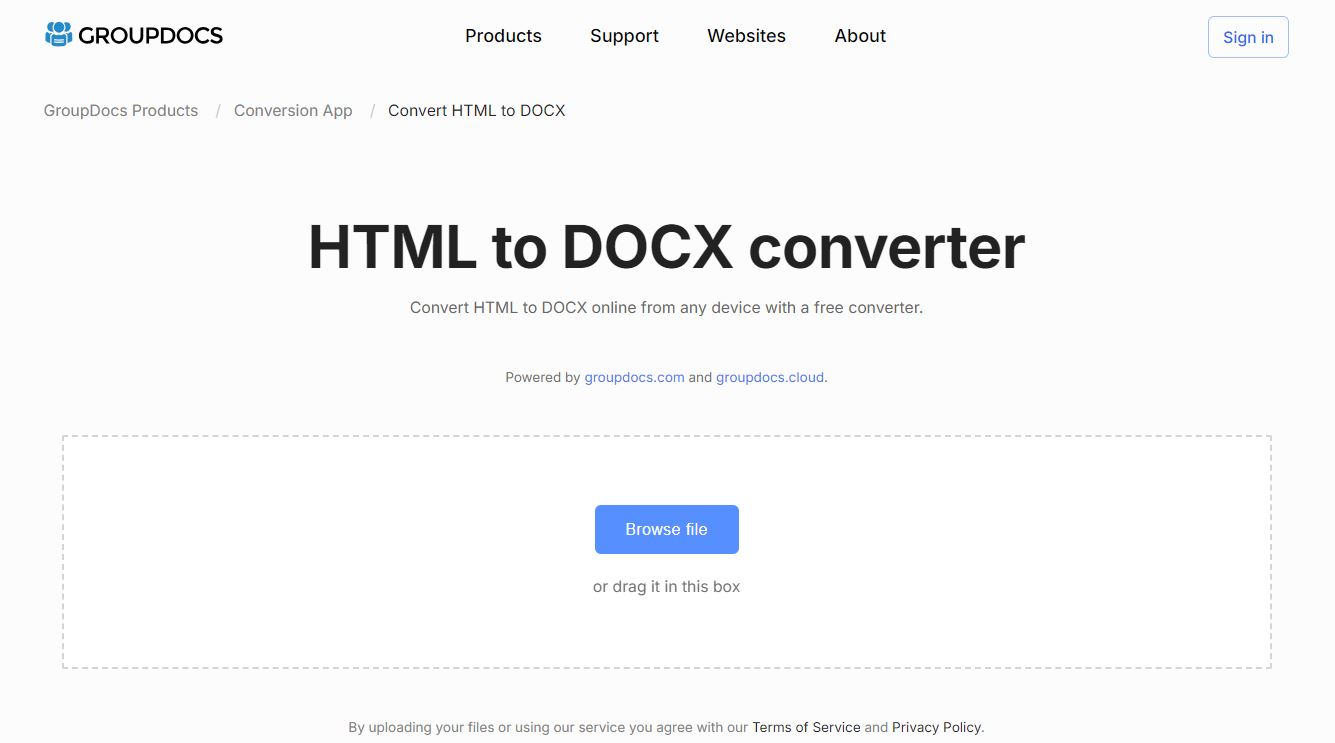 HTML zu Docx-App