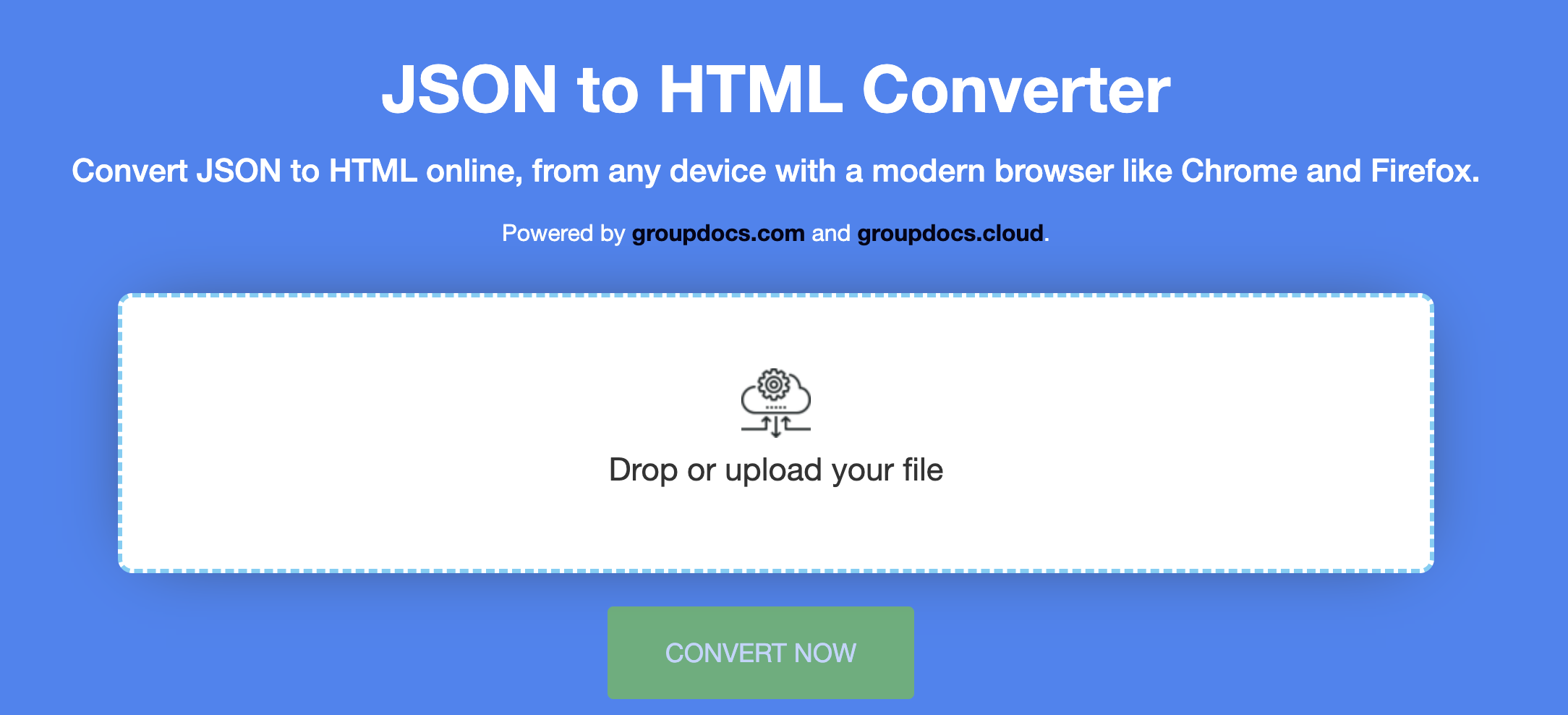 Konvertieren Sie JSON online in HTML