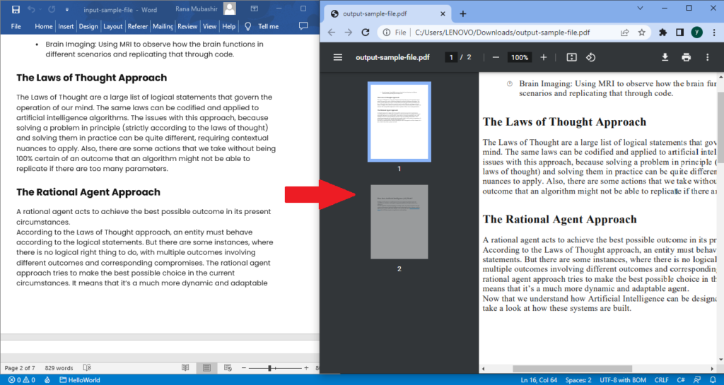 So konvertieren Sie einen Seitenbereich von Word in PDF in C#
