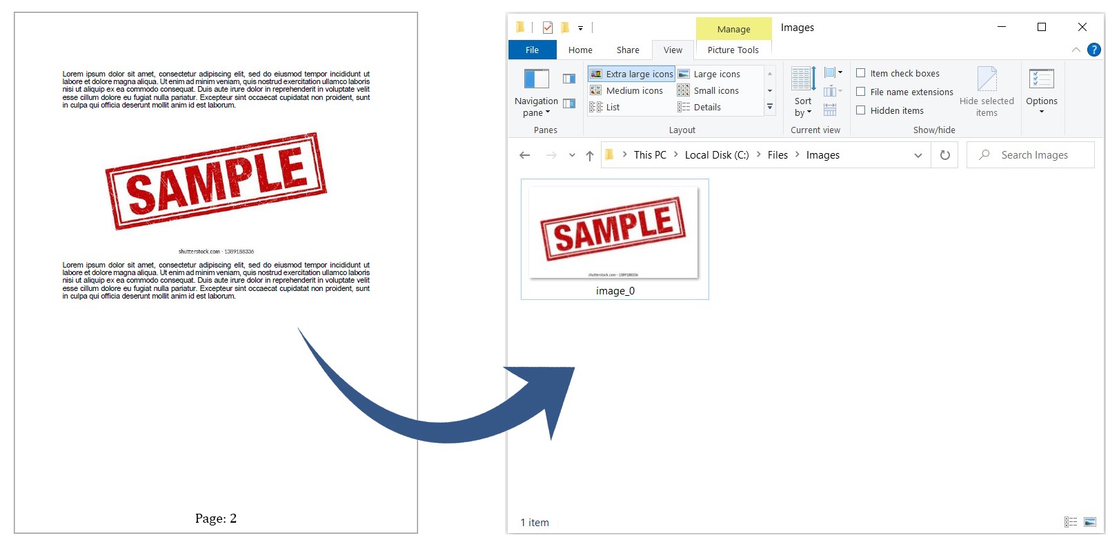 Extrahieren Sie Bilder nach Seitenzahlenbereich aus einem PDF Dokument.
