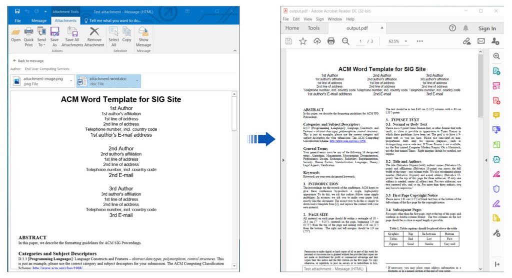 Convierta archivos adjuntos de correo electrónico a PDF usando REST API en Node.js