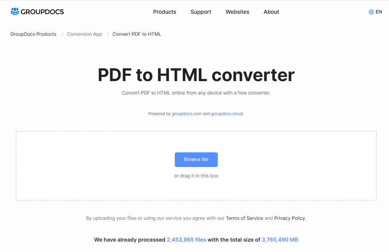 aplicación gratuita de pdf a html