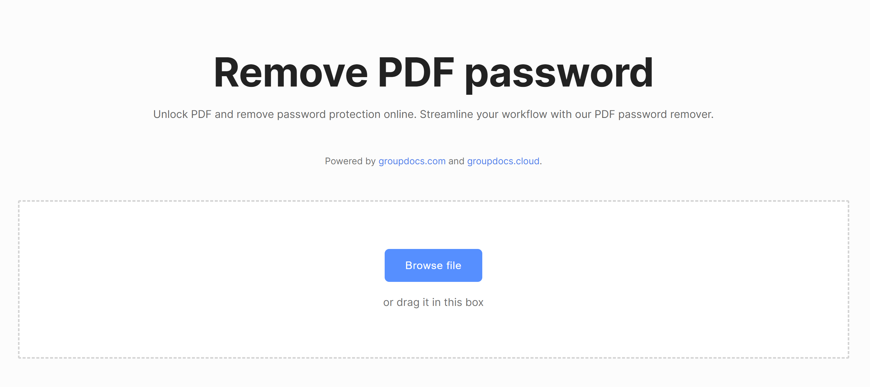 Eliminador de contraseñas de PDF en línea