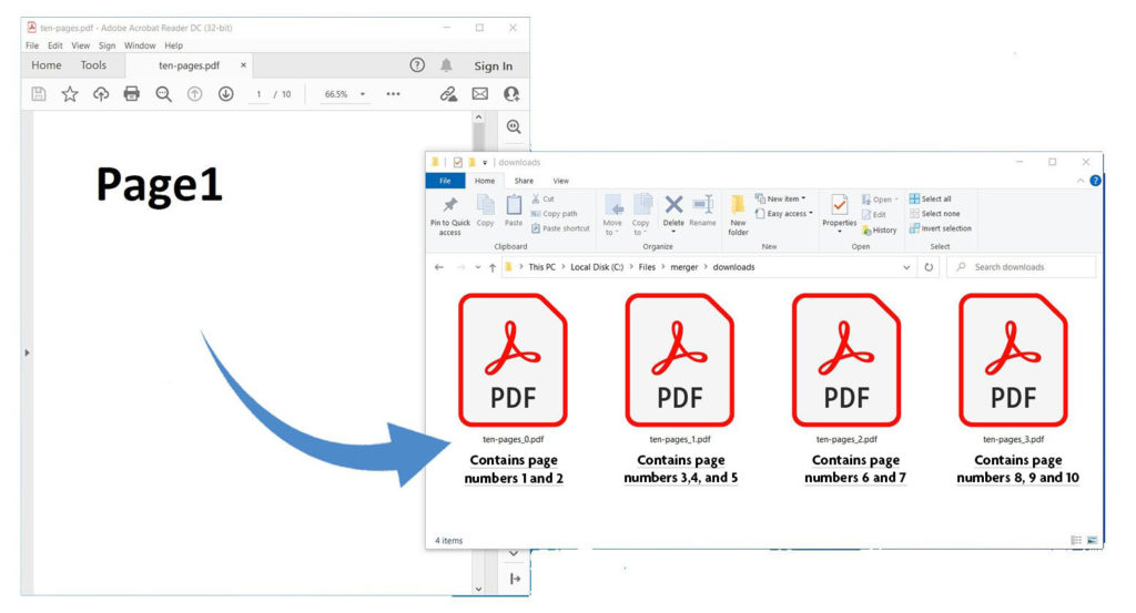 Dividir archivos PDF en documentos PDF de varias páginas con Node.js