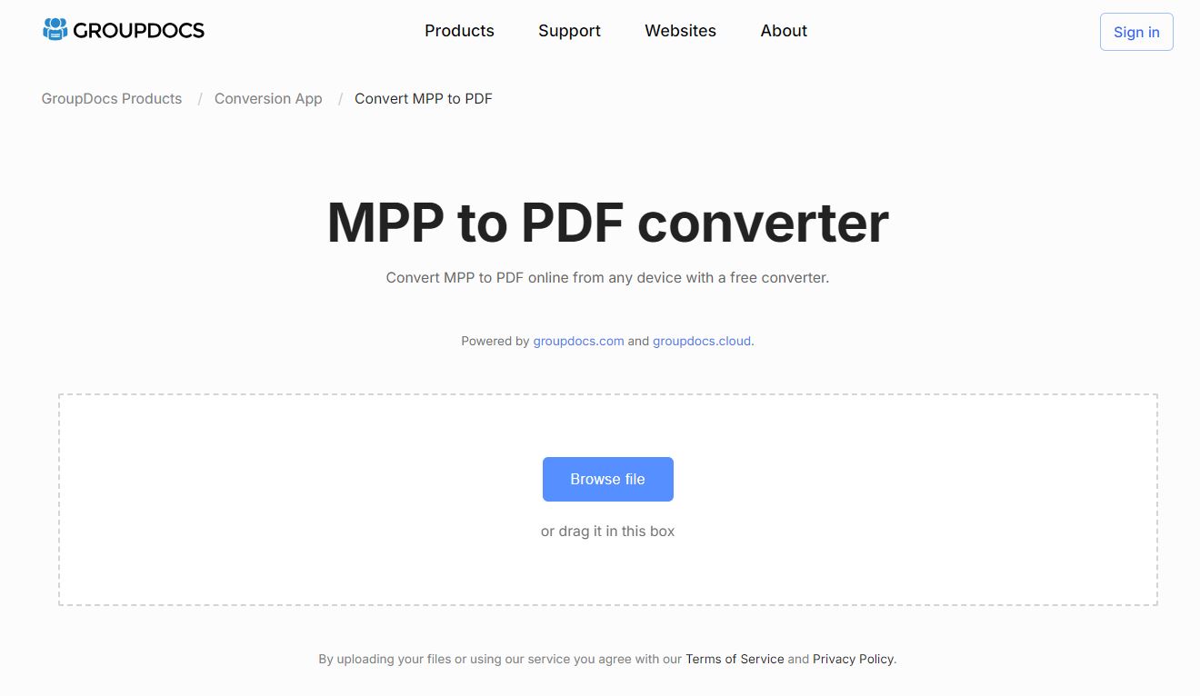 application de conversion mpp en pdf