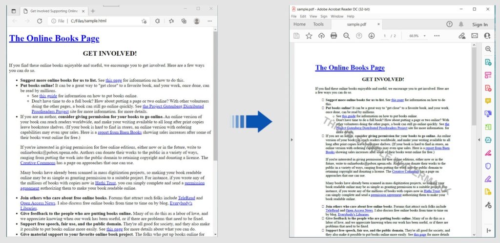 HTML को PDF में बदलें और वॉटरमार्क जोड़ें