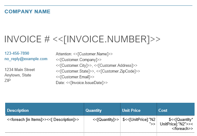 invoice template example