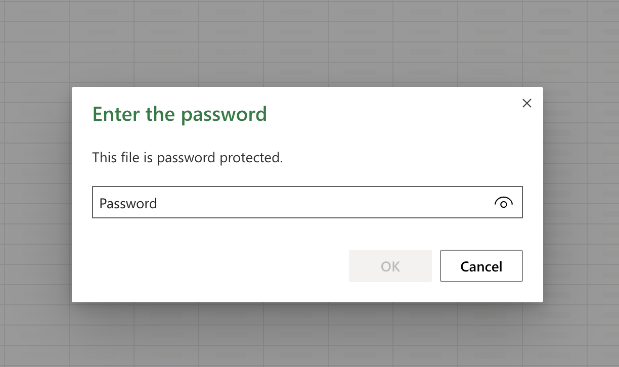 aggiungere la password a Excel