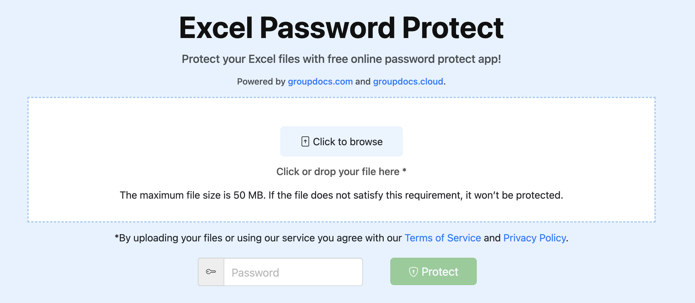 proteggere con password Excel online
