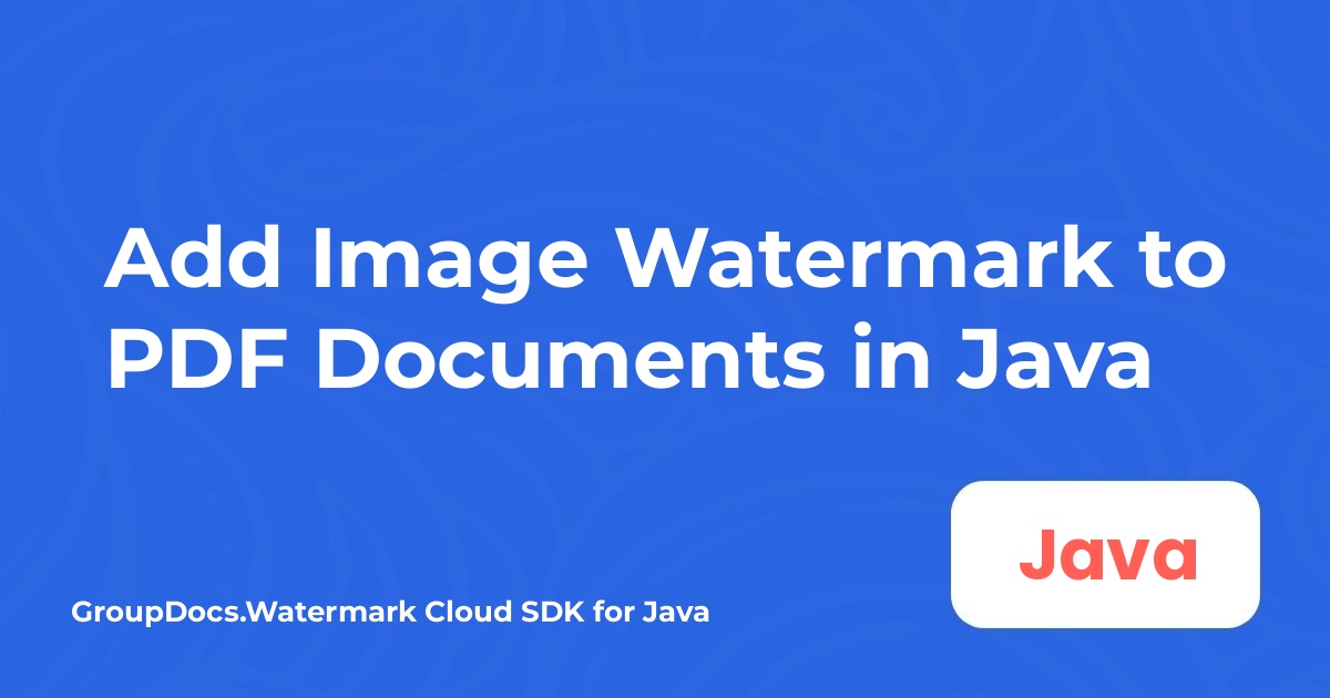 Java에서 PDF 문서에 이미지 워터마크 추가