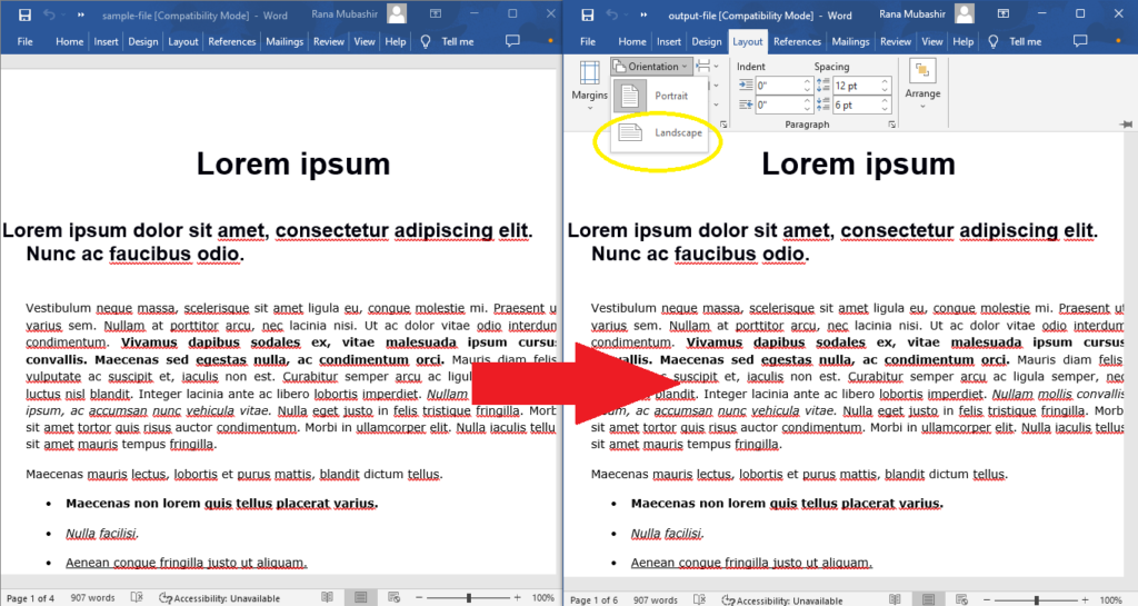 How to Change Page Orientation to Landscape in Word using Python
