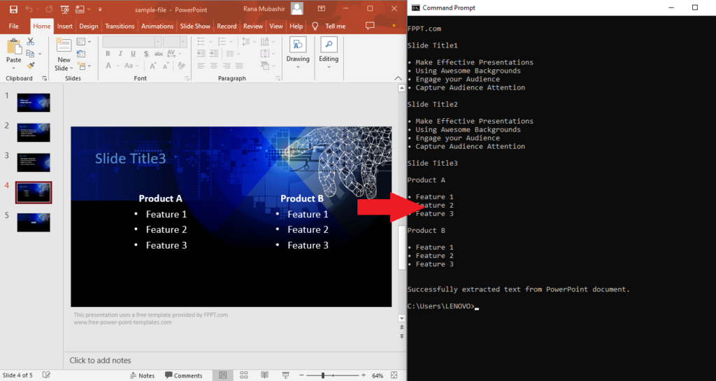 How to Extract Text from PowerPoint Presentation using Node.js