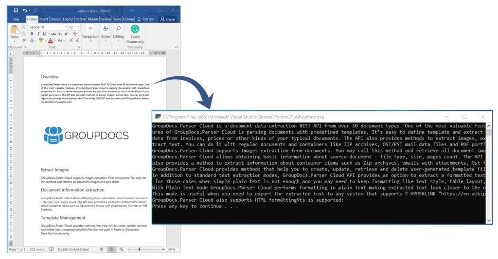 Extract Text from Word Documents  DOCX  using REST API in Python