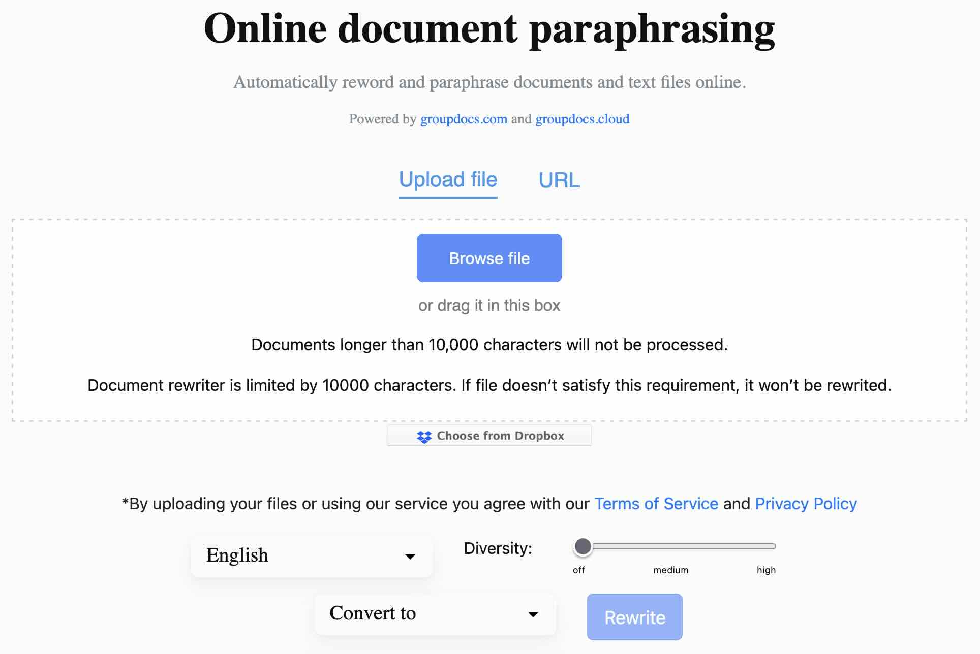 Online document paraphrasing