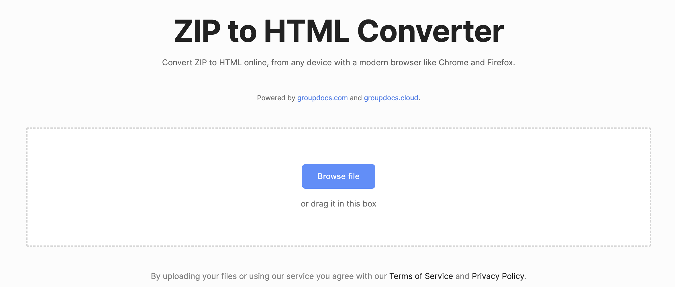 Converter ZIP para HTML on-line