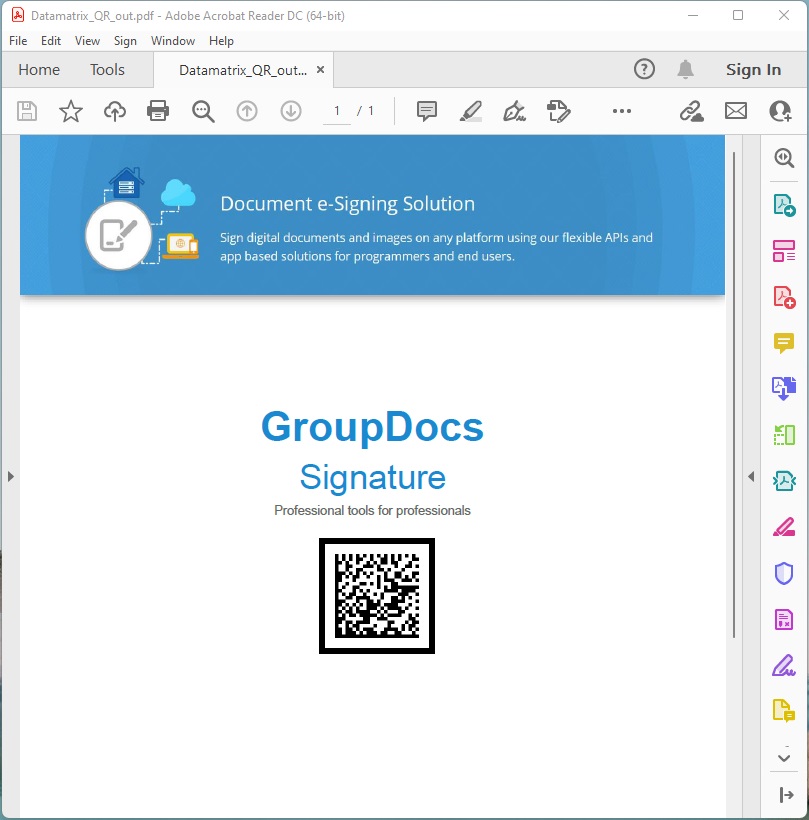 Create DataMatrix QR Code to Sign PDF in PHP.