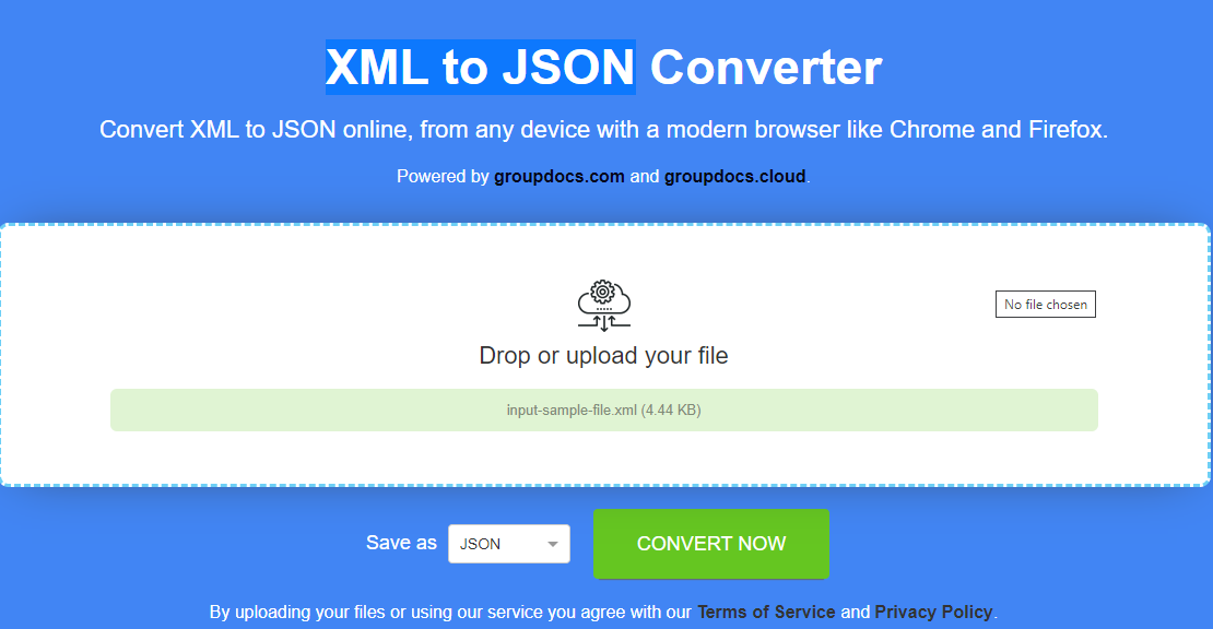 ตัวแปลง XML เป็น JSON ฟรีทางออนไลน์