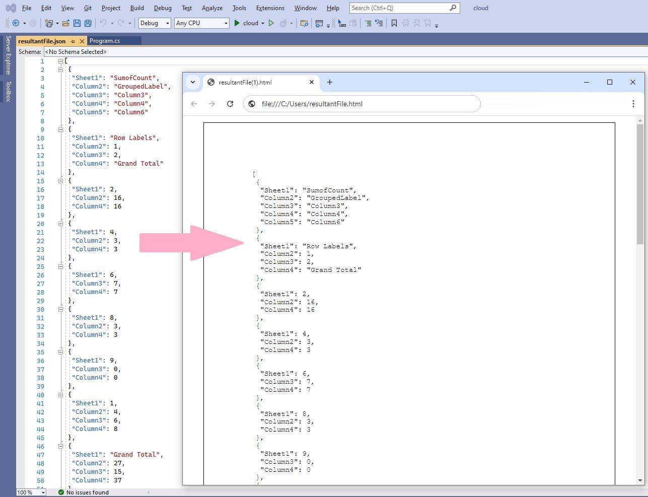 json to html