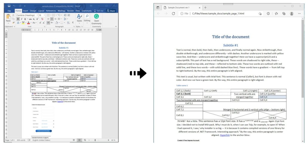 View Word Documents as HTML pages using a REST API in C#.